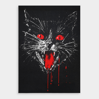 Bloody Black Cat Print
