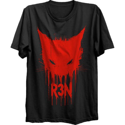 R3N Cat R Logo Black T-Shirt